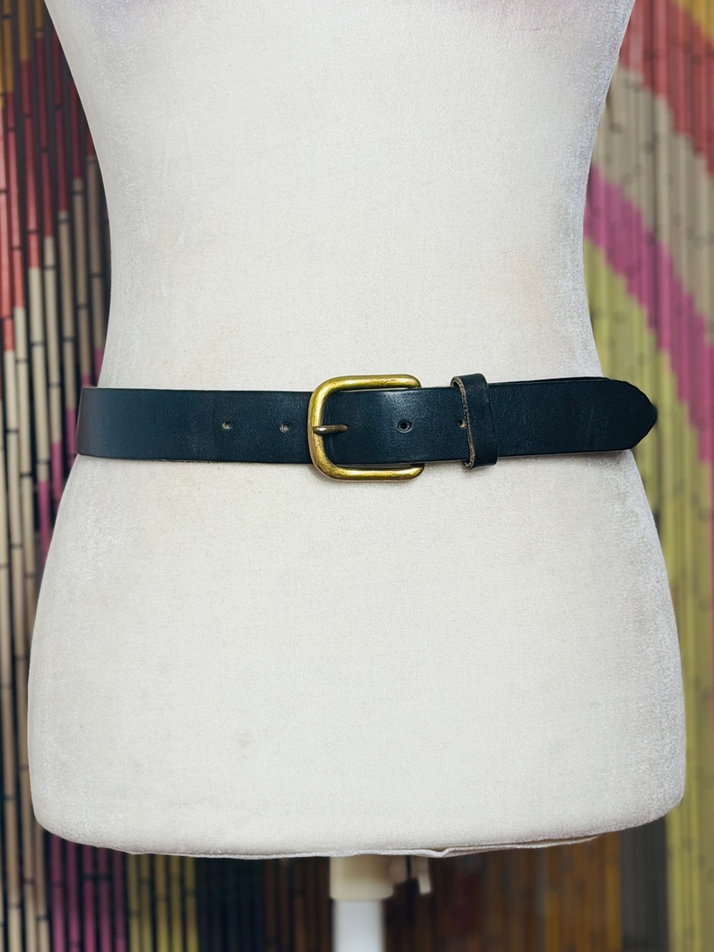Vintage USA Classic Leather Belt with Brass Buckle